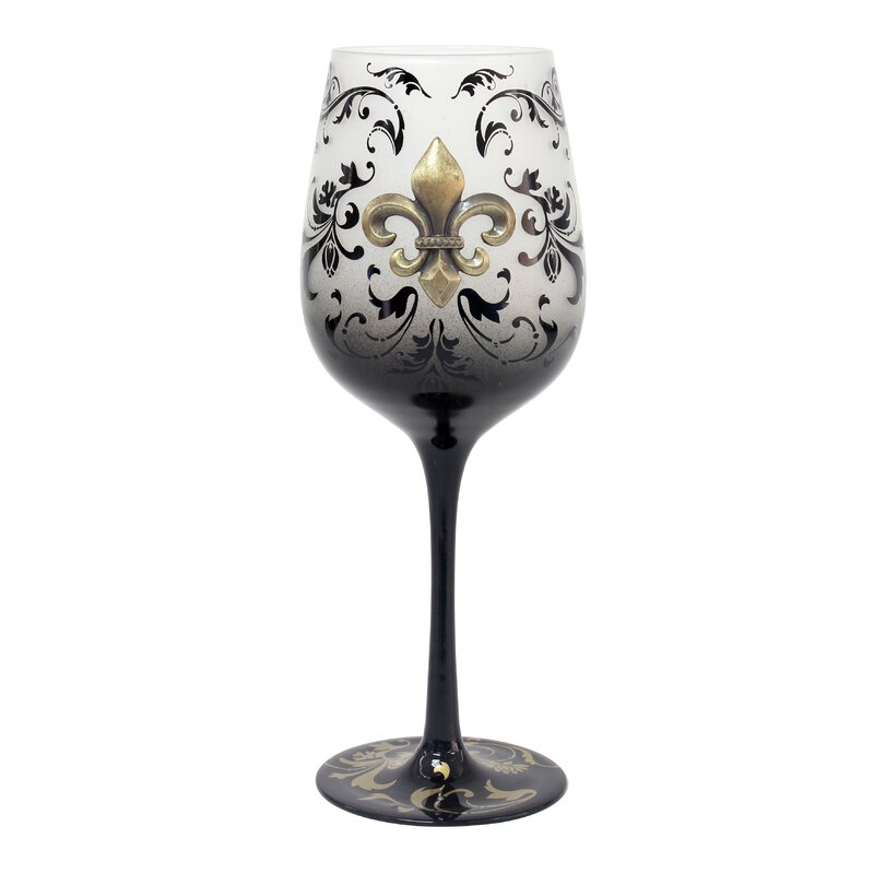 Top Shelf Fleur De Lis Wine Glass Wayfair